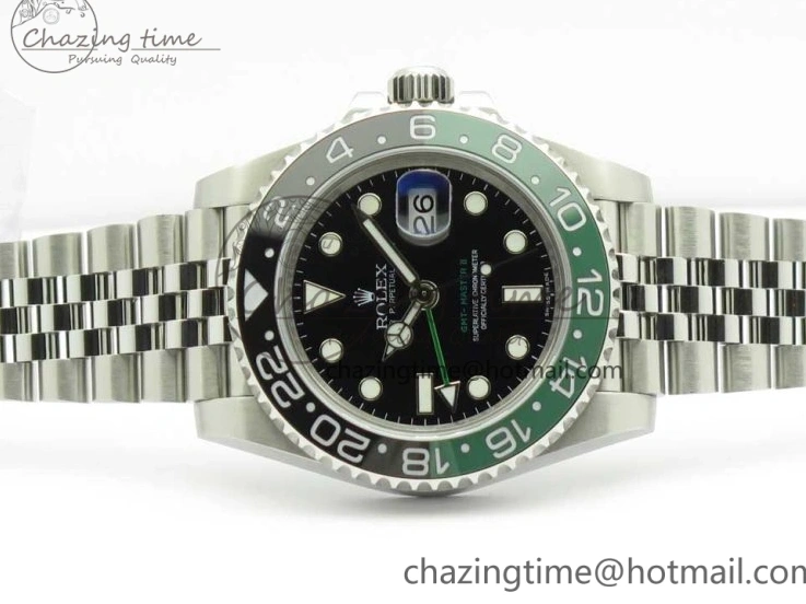0201 UrbanChic GMT-Master II 126710 BLRO BPF Black Green Ceramic Bezel SS Black Dial on SS Jubilee Bracelet A 3347